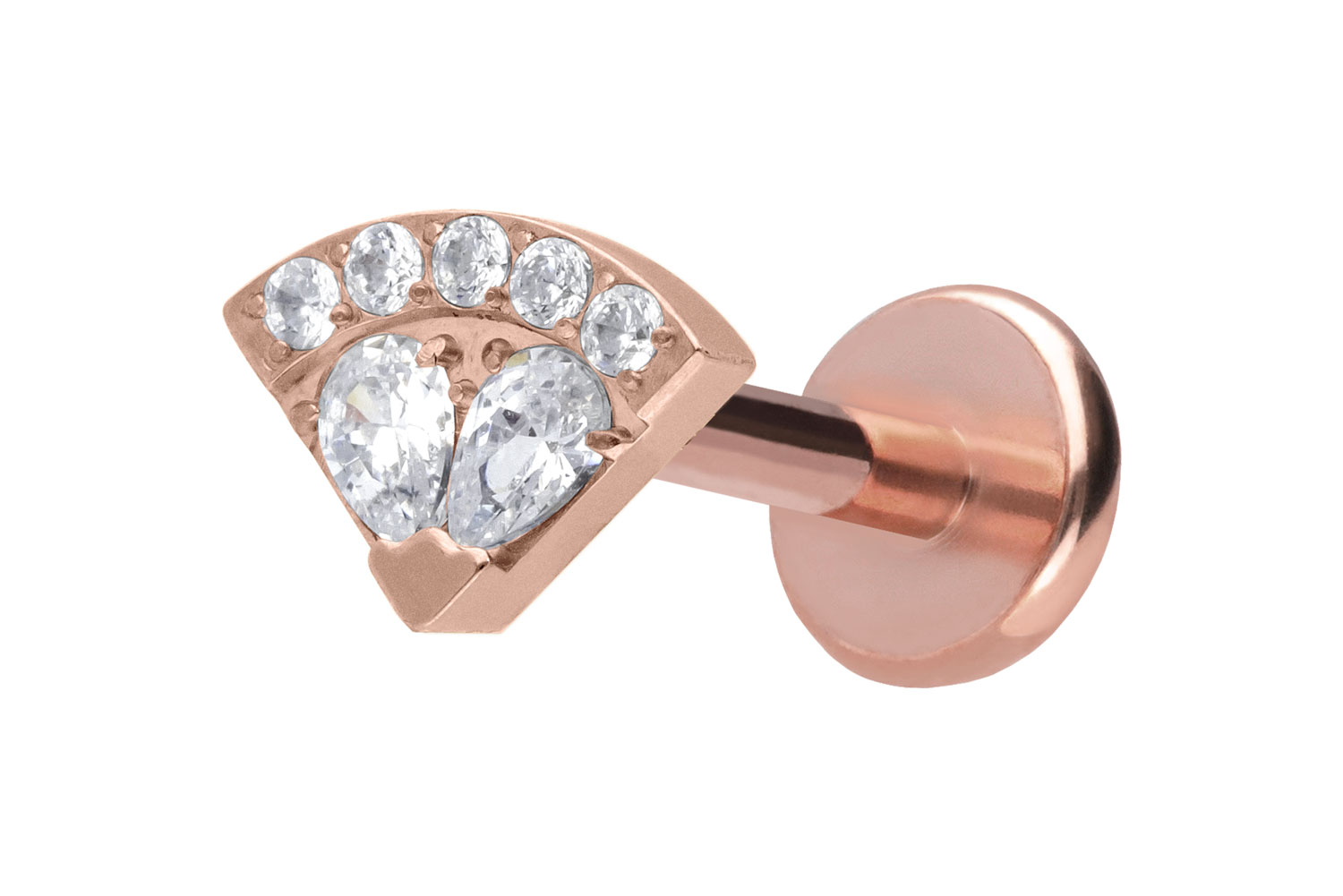 Titan Labret Piercing mit Push Fit KRISTALLFÄCHER